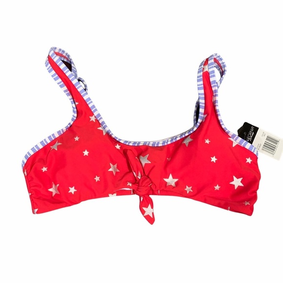 S M or L NWT California Waves USA Flag Stars Bikini Top Americana Keyhole Front - Picture 2 of 4